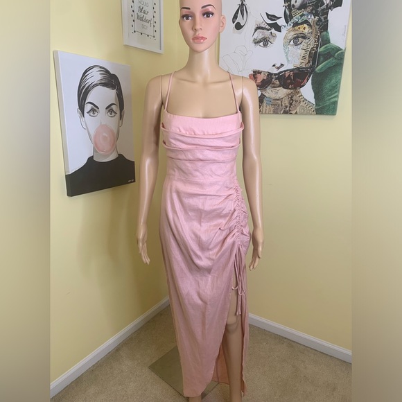 💫HP‼️💫 NWT Revolve RUMER THE LABEL “Loulou” Linen Maxi Dress in Prima, Sz Medium - Picture 6 of 11